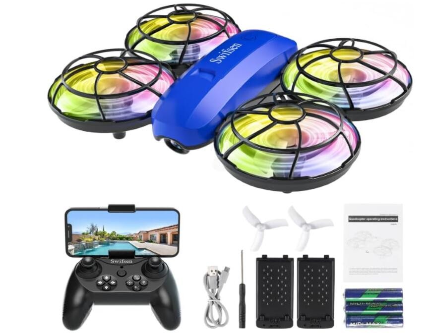 Kids drone with camera, remote control drone indoor small helicopter, birthday gift for boys and girls, mini quadcopter toy with 2 batteries, full protection for propellers, altitude hold