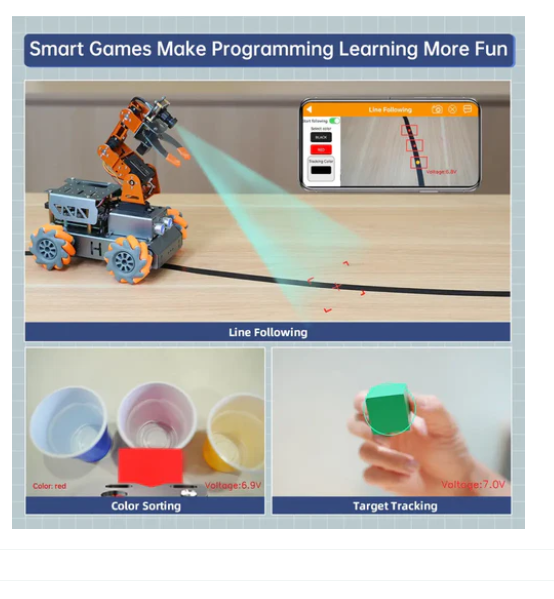 Hiwonder MasterPi AI Vision Robot Arm, driven by McNam Wheel Hub Automotive and Raspberry Pi Open Source Robot Automotive (including Raspberry Pi 4B 4GB)